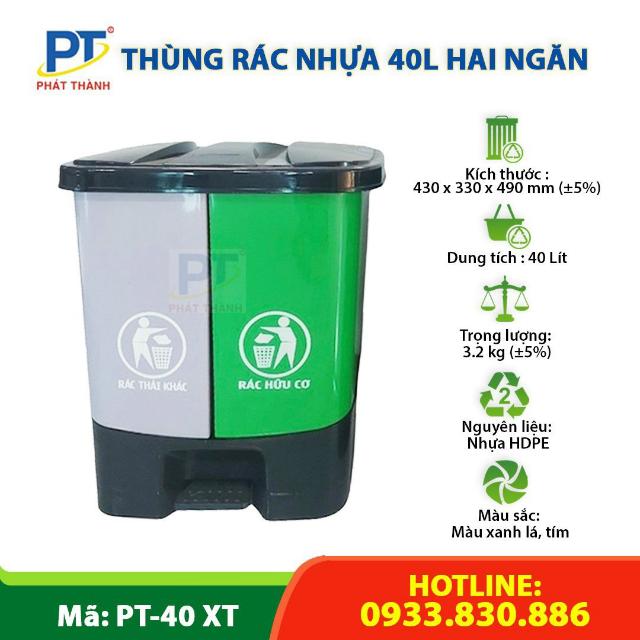 thung rac nhua 40l hai ngan mau tim 1 1