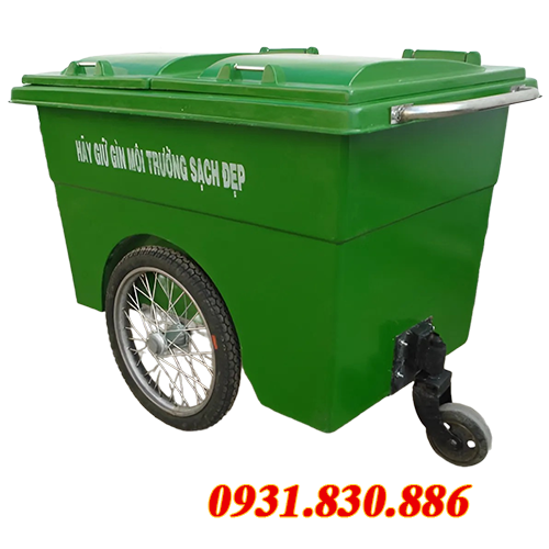 THÙNG RÁC NHỰA 660L CÓ 2 BÁNH XE HƠI