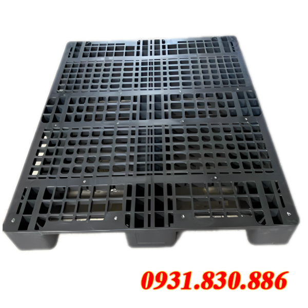 PALLET NHỰA 1200X800X150 CŨ DẠNG 3 CHÂN MÀU ĐEN