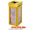 Thùng rác inox vuông đá hoa cương A17-A